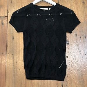 RTA short sleeve black knit top